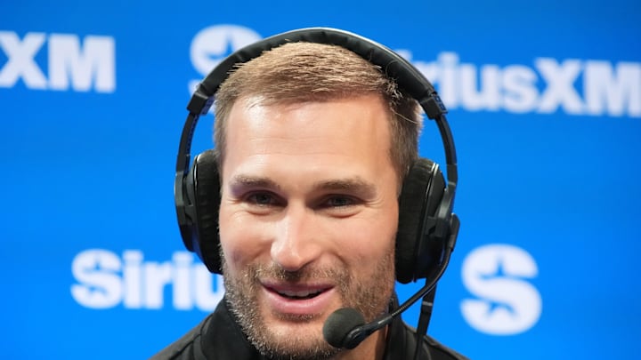 Feb 6, 2026; San Francisco, CA, USA; Kirk Cousins on the Opening Drive show at the SiriusXM NFL radio set at the Super Bowl LX media center at the Moscone Center. Mandatory Credit: Kirby Lee-Imagn Images Feb 6, 2026; San Francisco, CA, USA; Kirk Cousins on the Opening Drive show at the SiriusXM NFL radio set at the Super Bowl LX media center at the Moscone Center. Mandatory Credit: Kirby Lee-Imagn Images