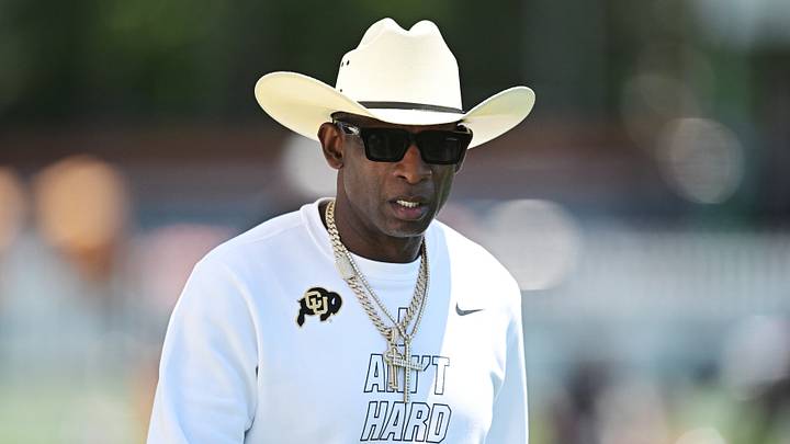 Jul 30, 2026; Berea, OH, USA; Former NFL player Deion Sanders arrives at Cleveland Browns training camp at CrossCountry Mortgage Campus. Mandatory Credit: Ken Blaze-Imagn Images
