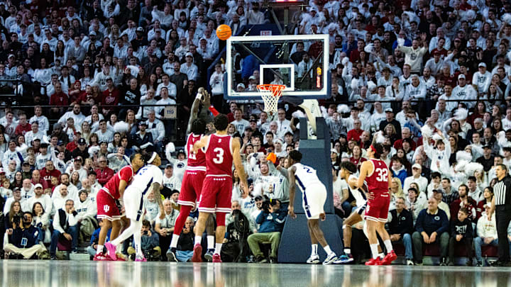 Indiana center Oumar Ballo (11) takes free throws against Penn State basketball inside The Palestra. Indiana center Oumar Ballo (11) takes free throws against Penn State basketball inside The Palestra.