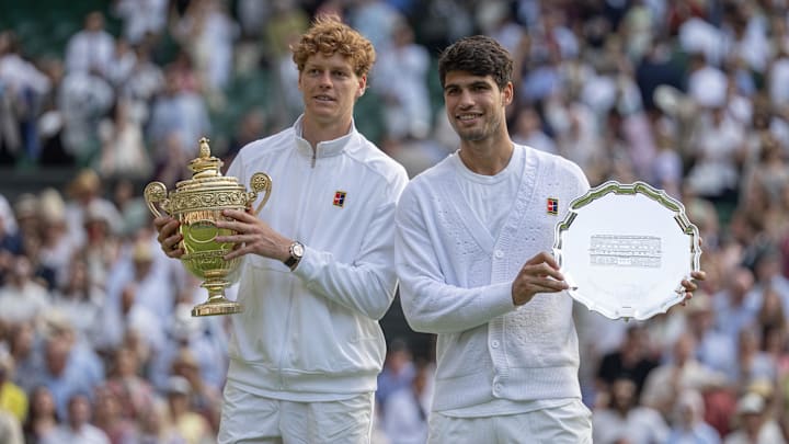 Jannik Sinner defeated Carlos Alcaraz in the 2025 Wimbledon final in the latest iteration of the duo's rivalry.  
