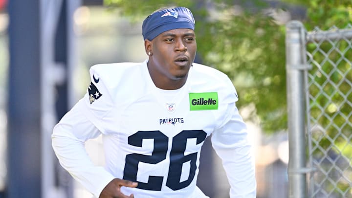 Jul 23, 2025; Foxborough, MA, USA; New England Patriots running back Terrell Jennings (26) walks to the practice field for training camp at Gillette Stadium. Mandatory Credit: Eric Canha-Imagn Images Jul 23, 2025; Foxborough, MA, USA; New England Patriots running back Terrell Jennings (26) walks to the practice field for training camp at Gillette Stadium. Mandatory Credit: Eric Canha-Imagn Images