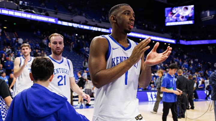 Nov 22, 2024; Lexington, Kentucky, USA; Kentucky Wildcats guard Lamont Butler (1) walks off the court after the game against the Jackson State Tigers at Rupp Arena at Central Bank Center. Mandatory Credit: Jordan Prather-Imagn Images Nov 22, 2024; Lexington, Kentucky, USA; Kentucky Wildcats guard Lamont Butler (1) walks off the court after the game against the Jackson State Tigers at Rupp Arena at Central Bank Center. Mandatory Credit: Jordan Prather-Imagn Images