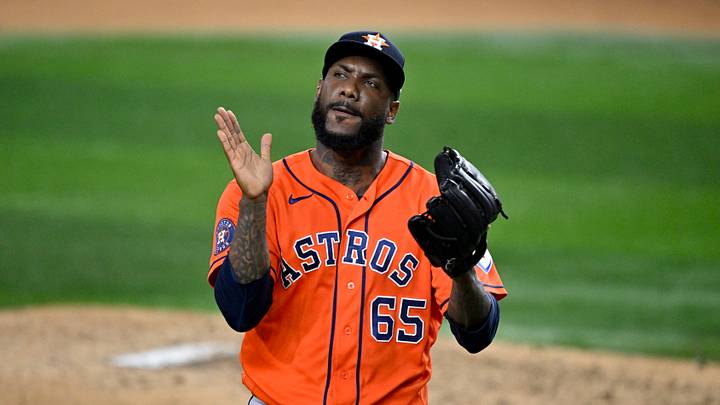 Houston Astros relief pitcher Enyel De Los Santos (65). Mandatory Credit: Jerome Miron-Imagn Images