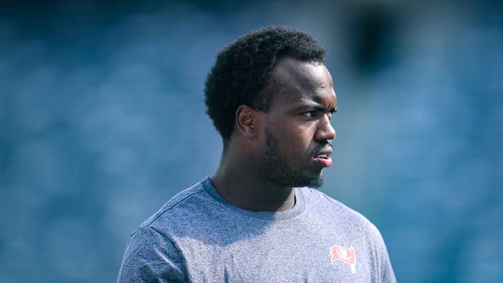 Aug 14, 2026; East Rutherford, New Jersey, USA; Tampa Bay Buccaneers linebacker Rueben Bain Jr. (3) warms up before a game against the New York Giants at MetLife Stadium. Mandatory Credit: John Jones-Imagn Images Aug 14, 2026; East Rutherford, New Jersey, USA; Tampa Bay Buccaneers linebacker Rueben Bain Jr. (3) warms up before a game against the New York Giants at MetLife Stadium. Mandatory Credit: John Jones-Imagn Images
