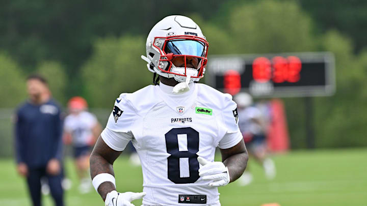 Jun 9, 2025; Foxborough, MA, USA; New England Patriots wide receiver Stefon Diggs (8) participates in minicamp at Gillette Stadium. Mandatory Credit: Eric Canha-Imagn Images Jun 9, 2025; Foxborough, MA, USA; New England Patriots wide receiver Stefon Diggs (8) participates in minicamp at Gillette Stadium. Mandatory Credit: Eric Canha-Imagn Images