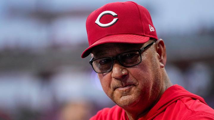 Cincinnati Reds manager Terry Francona (77) sits in the dugout in the seventh inning of the MLB Interleague game between the Cincinnati Reds and the Athletics at Great American Ball Park in downtown Cincinnati on Wednesday, Aug. 5, 2026 The Reds won the second game of the series, 3-2. Cincinnati Reds manager Terry Francona (77) sits in the dugout in the seventh inning of the MLB Interleague game between the Cincinnati Reds and the Athletics at Great American Ball Park in downtown Cincinnati on Wednesday, Aug. 5, 2026 The Reds won the second game of the series, 3-2.