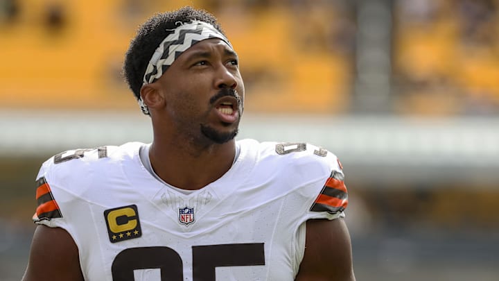 Oct 12, 2025; Pittsburgh, Pennsylvania, USA; Cleveland Browns defensive end Myles Garrett (95) warms up before the game at Acrisure Stadium. Mandatory Credit: Charles LeClaire-Imagn Images Oct 12, 2025; Pittsburgh, Pennsylvania, USA; Cleveland Browns defensive end Myles Garrett (95) warms up before the game at Acrisure Stadium. Mandatory Credit: Charles LeClaire-Imagn Images