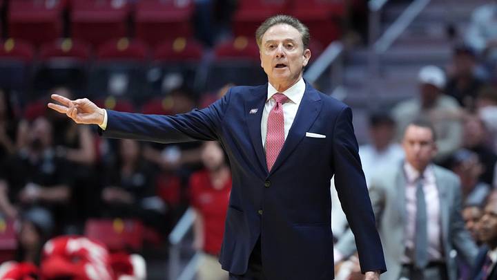 Mar 22, 2026; San Diego, CA, USA; St. John's Red Storm head coach Rick Pitino looks on in the first half against the Kansas Jayhawks during a second round game of the men's 2026 NCAA Tournament at Viejas Arena. Mandatory Credit: Kirby Lee-Imagn Images