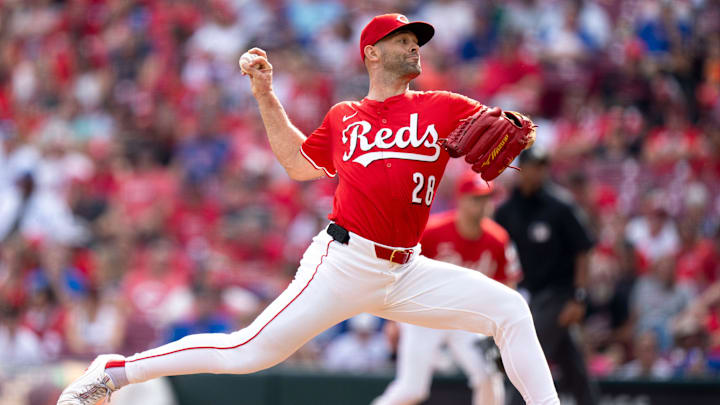 Cincinnati Reds center fielder TJ Friedl (29) pitches in the fifth inning between Cincinnati Reds and Chicago Cubs at Great American Ball Park in Cincinnati on Sept. 21, 2025. Cincinnati Reds center fielder TJ Friedl (29) pitches in the fifth inning between Cincinnati Reds and Chicago Cubs at Great American Ball Park in Cincinnati on Sept. 21, 2025.