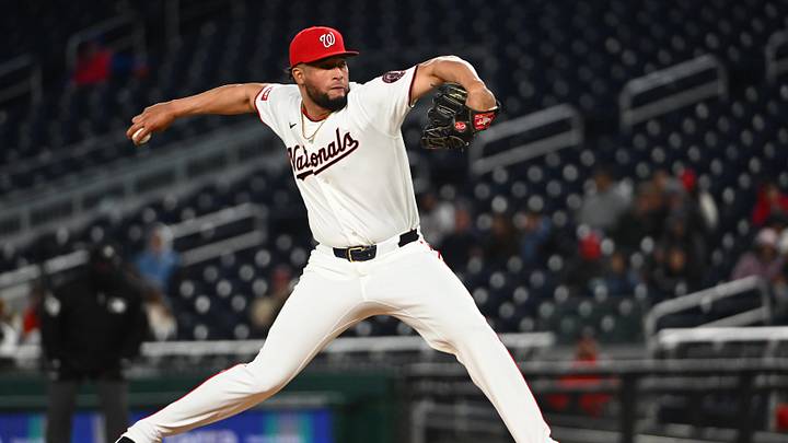 Apr 20, 2026; Washington, District of Columbia, USA; Washington Nationals pitcher Julian Fernandez (65) throws to the Atlanta Braves during the ninth inning at Nationals Park. Mandatory Credit: Brad Mills-Imagn Images Apr 20, 2026; Washington, District of Columbia, USA; Washington Nationals pitcher Julian Fernandez (65) throws to the Atlanta Braves during the ninth inning at Nationals Park. Mandatory Credit: Brad Mills-Imagn Images