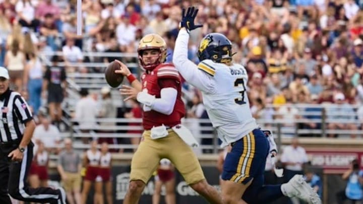 TJ Bush pressures the Boston College quarterback