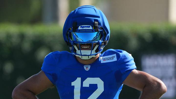 Jul 31, 2026; Westchester California USA; Los Angeles Rams receiver Puka Nacua (12) at training camp at Loyola Marymount University. Mandatory Credit: Kirby Lee-Imagn Images Jul 31, 2026; Westchester California USA; Los Angeles Rams receiver Puka Nacua (12) at training camp at Loyola Marymount University. Mandatory Credit: Kirby Lee-Imagn Images