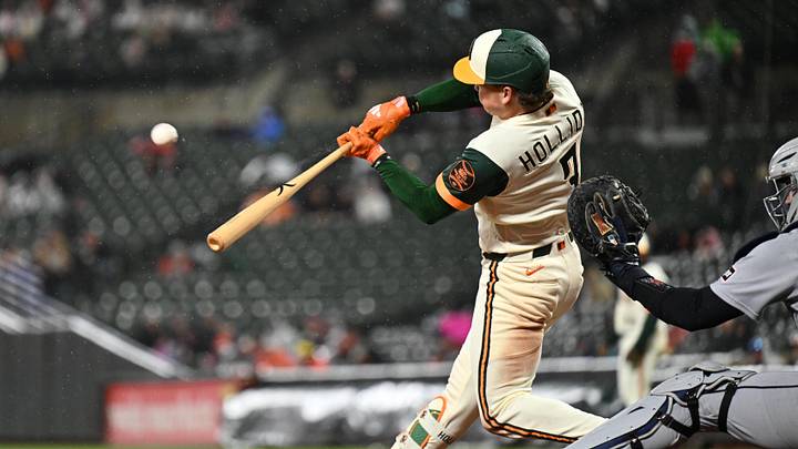 May 22, 2026; Baltimore, Maryland, USA; Baltimore Orioles infielder Jackson Holliday (7) hits a two-run home run in the fourth inning against the Detroit Tigers at Oriole Park at Camden Yards. Mandatory Credit: Jamie Sabau-Imagn Images May 22, 2026; Baltimore, Maryland, USA; Baltimore Orioles infielder Jackson Holliday (7) hits a two-run home run in the fourth inning against the Detroit Tigers at Oriole Park at Camden Yards. Mandatory Credit: Jamie Sabau-Imagn Images