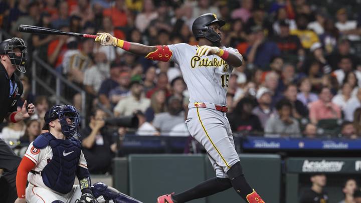 Jun 2, 2026; Houston, Texas, USA; Pittsburgh Pirates center fielder Oneil Cruz (15) hits a three-run home run during the sixth inning against the Houston Astros at Daikin Park. Mandatory Credit: Troy Taormina-Imagn Images Jun 2, 2026; Houston, Texas, USA; Pittsburgh Pirates center fielder Oneil Cruz (15) hits a three-run home run during the sixth inning against the Houston Astros at Daikin Park. Mandatory Credit: Troy Taormina-Imagn Images