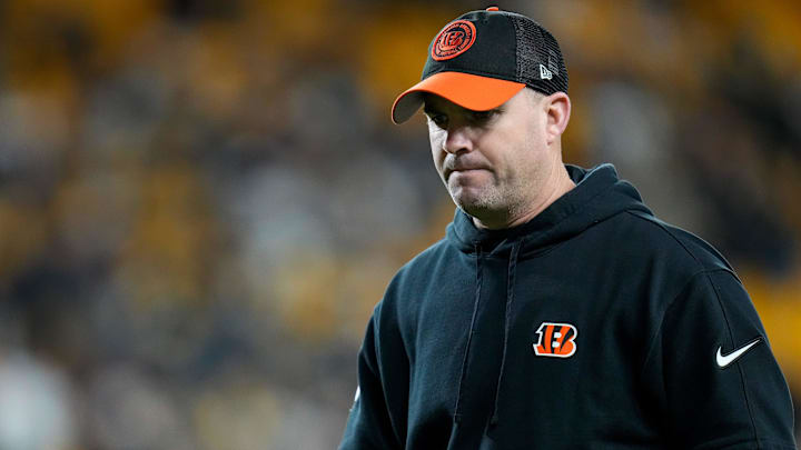 Cincinnati Bengals head coach Zac Taylor heads to the locker room after the fourth quarter of the NFL 16 game between the Pittsburgh Steelers and the Cincinnati Bengals at Acrisure Stadium in Pittsburgh on Saturday, Dec. 23, 2023. The Steelers won 34-11.