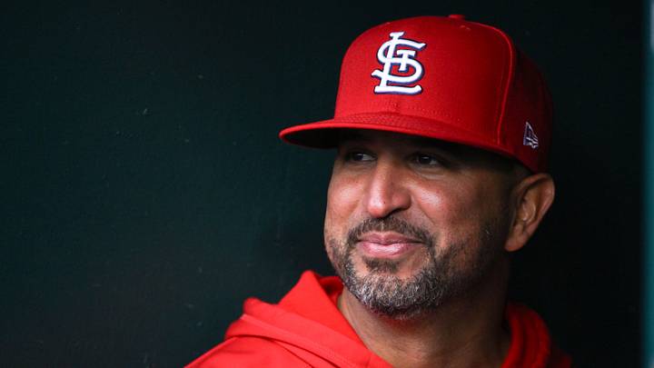 Apr 1, 2026; St. Louis, Missouri, USA; St. Louis Cardinals manager Oliver Marmol (37) looks on from the dugout after his team defeated the New York Mets at Busch Stadium. Mandatory Credit: Jeff Curry-Imagn Images Apr 1, 2026; St. Louis, Missouri, USA; St. Louis Cardinals manager Oliver Marmol (37) looks on from the dugout after his team defeated the New York Mets at Busch Stadium. Mandatory Credit: Jeff Curry-Imagn Images