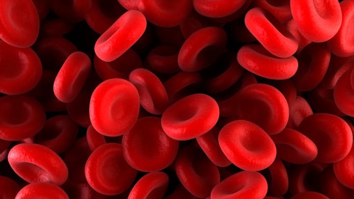 An illustration of red blood cells.
