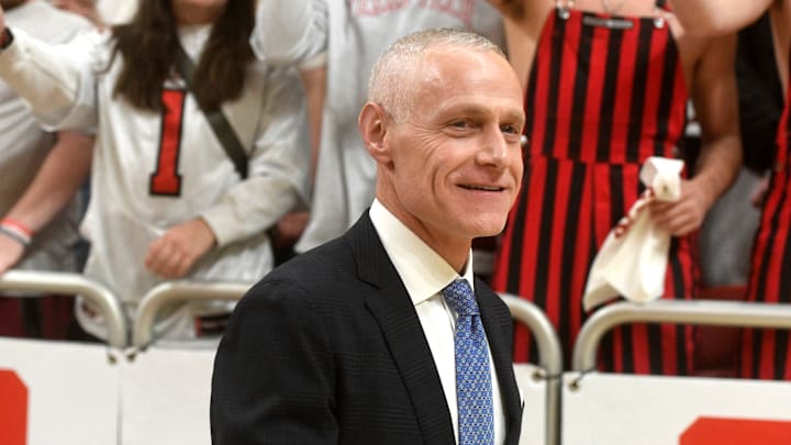 Big 12 commissioner Brett Yormark attends the Big 12 basketball game between Texas Tech and Kansas, Monday, Feb. 12, 2024, at United Supermarkets Arena.