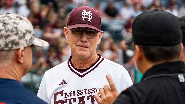 Mississippi State head coach Brian O'Connor talks with umpires and Ole Miss head coach Mike Bianco before a college baseball game between Mississippi State and Ole Miss at Trustmark Park in Pearl, Miss., on Tuesday, April 28, 2026. Mississippi State defeated Ole Miss in the Governor’s Cup 7-3. Mississippi State head coach Brian O'Connor talks with umpires and Ole Miss head coach Mike Bianco before a college baseball game between Mississippi State and Ole Miss at Trustmark Park in Pearl, Miss., on Tuesday, April 28, 2026. Mississippi State defeated Ole Miss in the Governor’s Cup 7-3.