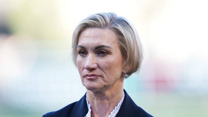 Los Angeles Angels president Molly Jolly watches during the game against the Boston Red Sox at Angel Stadium on July 5, 2026.