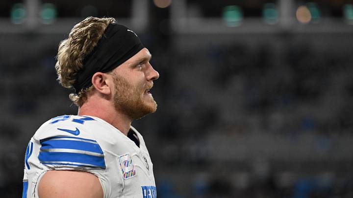 Oct 4, 2026; Charlotte, North Carolina, USA;  Detroit Lions defensive end Aidan Hutchinson (97) looks on during warmups before the game against the Carolina Panthers at Bank of America Stadium.  Mandatory Credit: Bob Donnan-Imagn Images