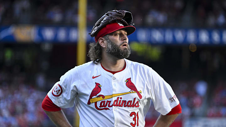 St. Louis Cardinals starting pitcher Lance Lynn (31) looks on as he walks off the field after the second inning against the Atlanta Braves at Busch Stadium in 2024. St. Louis Cardinals starting pitcher Lance Lynn (31) looks on as he walks off the field after the second inning against the Atlanta Braves at Busch Stadium in 2024.