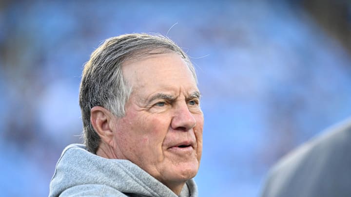 Sep 1, 2025; Chapel Hill, North Carolina, USA; North Carolina Tar Heels head coach Bill Belichick on the field before the game at Kenan Stadium. Mandatory Credit: Bob Donnan-Imagn Images Sep 1, 2025; Chapel Hill, North Carolina, USA; North Carolina Tar Heels head coach Bill Belichick on the field before the game at Kenan Stadium. Mandatory Credit: Bob Donnan-Imagn Images