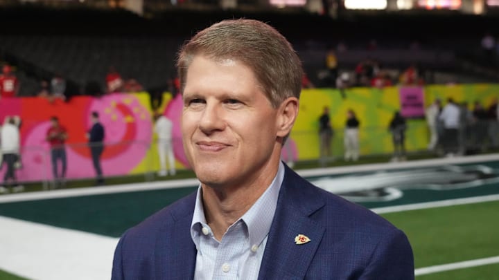 Feb 3, 2025; New Orleans, LA, USA;  Kansas City Chiefs executive Clark Hunt is interviewed during Super Bowl LIX Opening Night at Ceasars Superdome. Mandatory Credit: Kirby Lee-Imagn Images