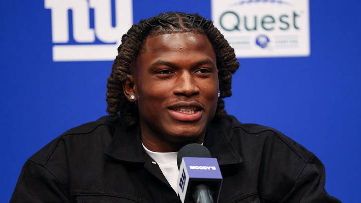Apr 24, 2026; East Rutherford, NJ, USA; New York Giants draft pick Arvell Reese addresses the media during the introductory press conference at Quest Diagnostics Training Center. Mandatory Credit: Tom Horak-Imagn Images Apr 24, 2026; East Rutherford, NJ, USA; New York Giants draft pick Arvell Reese addresses the media during the introductory press conference at Quest Diagnostics Training Center. Mandatory Credit: Tom Horak-Imagn Images
