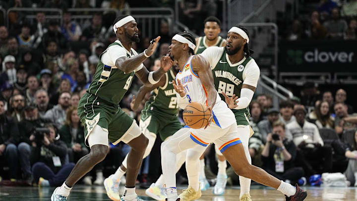 Mar 24, 2024; Milwaukee, Wisconsin, USA;  Oklahoma City Thunder guard Shai Gilgeous-Alexander (2)
