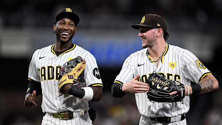 San Diego Padres outfielders Jurickson Profar, Jackson Merrill