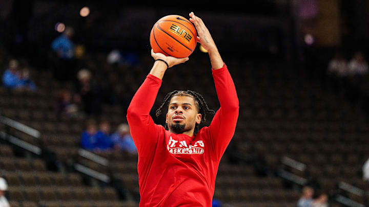 Jan 10, 2026; Omaha, Nebraska, USA; St. John's basketball forward Bryce Hopkins (23) warms up before the game against the Creighton Bluejays at CHI Health Center Omaha. Jan 10, 2026; Omaha, Nebraska, USA; St. John's basketball forward Bryce Hopkins (23) warms up before the game against the Creighton Bluejays at CHI Health Center Omaha.