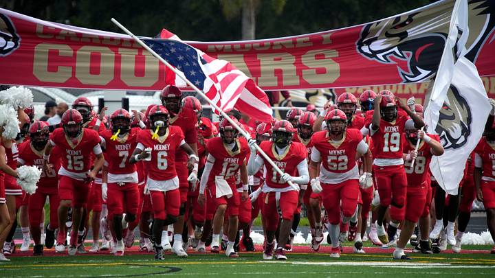 The Cardinal Mooney Catholic High School Cougars hosted the St. Thomas Aquinas High School Raiders in their first football game of the season Friday, Aug. 14, 2026 in Sarasota. The Cardinal Mooney Catholic High School Cougars hosted the St. Thomas Aquinas High School Raiders in their first football game of the season Friday, Aug. 14, 2026 in Sarasota.