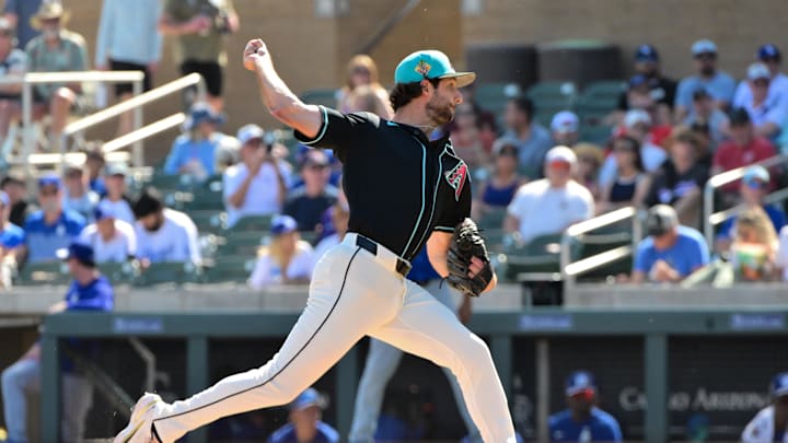 Feb 25, 2026; Salt River Pima-Maricopa, Arizona, USA; Arizona Diamondbacks pitcher Zac Gallen (23) throws in the first inning against the Los Angeles Dodgers at Salt River Fields at Talking Stick. Mandatory Credit: Matt Kartozian-Imagn Images Feb 25, 2026; Salt River Pima-Maricopa, Arizona, USA; Arizona Diamondbacks pitcher Zac Gallen (23) throws in the first inning against the Los Angeles Dodgers at Salt River Fields at Talking Stick. Mandatory Credit: Matt Kartozian-Imagn Images