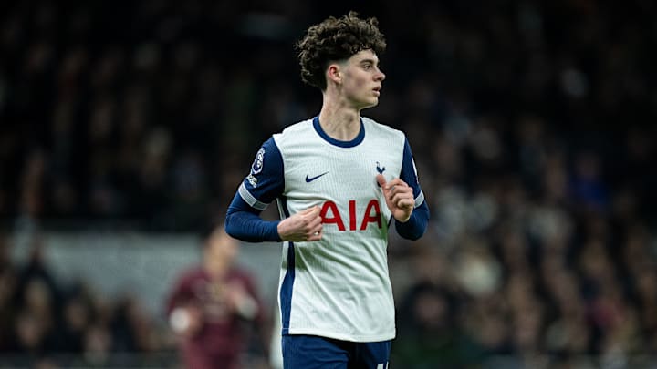 Archie Gray during the game against Manchester City 