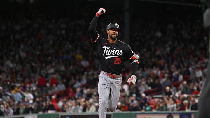 May 22, 2026; Boston, Massachusetts, USA; Minnesota Twins designated hitter Byron Buxton (25) celebrates his a two run home run against the Boston Red Sox during the seventh inning at Fenway Park. Mandatory Credit: Eric Canha-Imagn Images May 22, 2026; Boston, Massachusetts, USA; Minnesota Twins designated hitter Byron Buxton (25) celebrates his a two run home run against the Boston Red Sox during the seventh inning at Fenway Park. Mandatory Credit: Eric Canha-Imagn Images