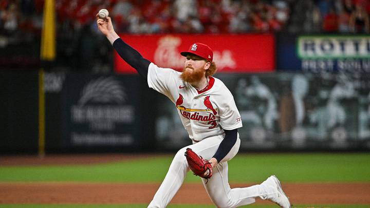 Jun 15, 2026; St. Louis, Missouri, USA; St. Louis Cardinals starting pitcher Dustin May (3) pitches against the San Diego Padres during the ninth inning at Busch Stadium. Mandatory Credit: Jeff Curry-Imagn Images Jun 15, 2026; St. Louis, Missouri, USA; St. Louis Cardinals starting pitcher Dustin May (3) pitches against the San Diego Padres during the ninth inning at Busch Stadium. Mandatory Credit: Jeff Curry-Imagn Images