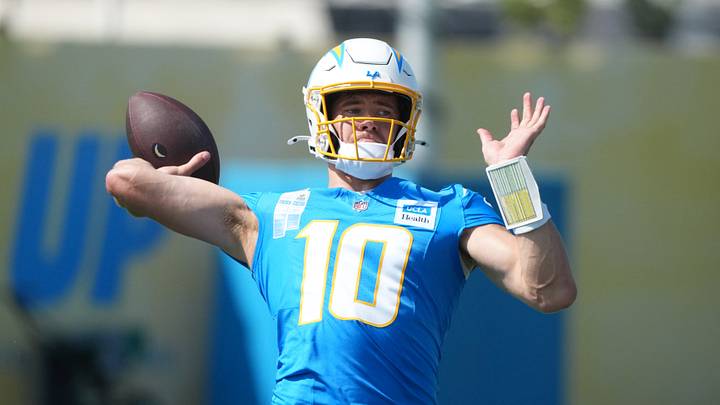 Jul 30, 2026; El Segundo, CA, USA; Los Angeles Chargers quarterback Justin Herbert (10) throws the ball at training camp at The Bolt. Mandatory Credit: Kirby Lee-Imagn Images Jul 30, 2026; El Segundo, CA, USA; Los Angeles Chargers quarterback Justin Herbert (10) throws the ball at training camp at The Bolt. Mandatory Credit: Kirby Lee-Imagn Images