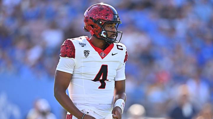 San Diego State quarterback Jayden Denegal (4).