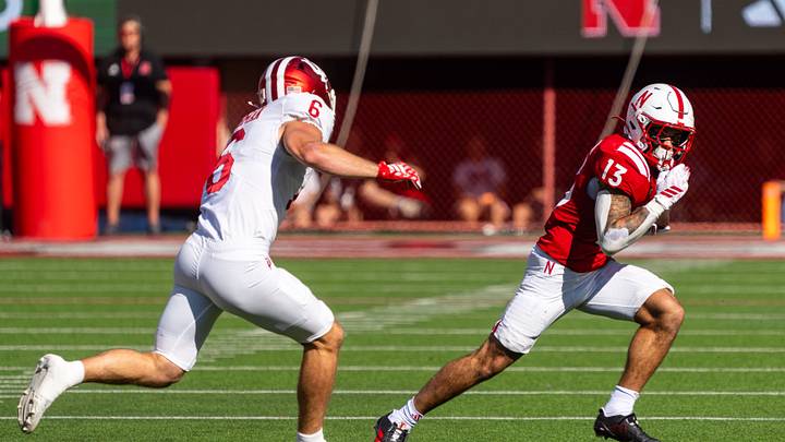 Nebraska running back Mekhi Nelson runs against Indiana safety Preston Zachman during the first quarter at Memorial Stadium. Nebraska running back Mekhi Nelson runs against Indiana safety Preston Zachman during the first quarter at Memorial Stadium.