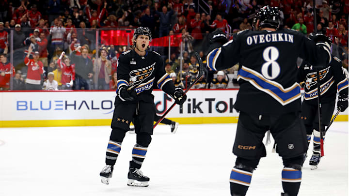 Jakob Chychrun, Alex Ovechkin, Washington Capitals Mandatory Credit: Peter Casey-Imagn Images