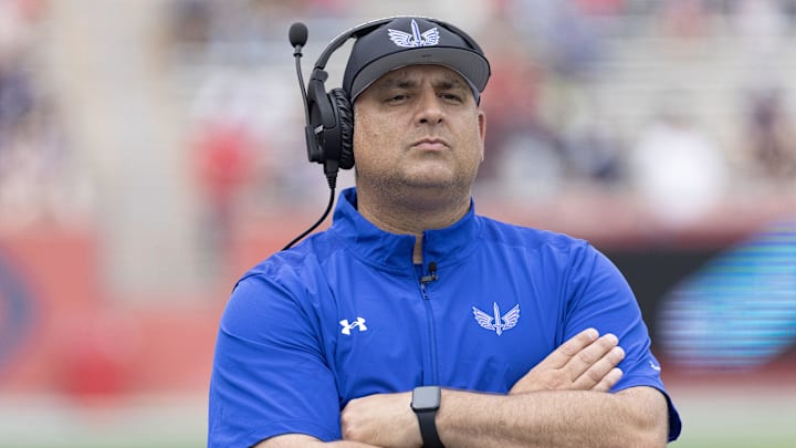 Apr 2, 2023; Houston, TX, USA;  St. Louis Battlehawks head coach Anthony Becht walks the sidelines as his team plays against the Houston Roughnecks  in the second quarter at TDECU Stadium. Mandatory Credit: Thomas Shea-Imagn Images