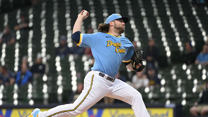 Jun 7, 2023; Milwaukee, Wisconsin, USA; Milwaukee Brewers starting pitcher Corbin Burnes (39)