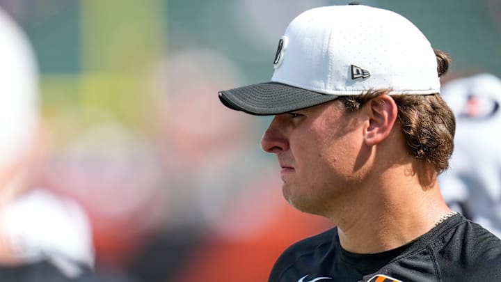 Cincinnati Bengals defensive end Trey Hendrickson (91) watches from the sideline in the fourth quarter of the NFL Preseason Week 3 game between the Cincinnati Bengals and the Indianapolis Colts at Paycor Stadium in Cincinnati on Saturday, Aug. 23, 2025. The Colts won 41-14.