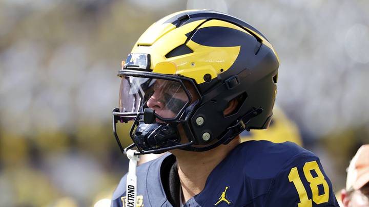 Sep 12, 2026; Ann Arbor, Michigan, USA; Michigan Wolverines tight end Mason Bonner (18) looks on after defeating the Oklahoma Sooners in the game at Michigan Stadium. Mandatory Credit: Rick Osentoski-Imagn Images Sep 12, 2026; Ann Arbor, Michigan, USA; Michigan Wolverines tight end Mason Bonner (18) looks on after defeating the Oklahoma Sooners in the game at Michigan Stadium. Mandatory Credit: Rick Osentoski-Imagn Images