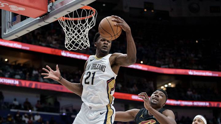 Mar 21, 2026; New Orleans, Louisiana, USA; New Orleans Pelicans center Yves Missi (21) grabs a rebound against Cleveland Cavaliers center Thomas Bryant (3) during the first half at Smoothie King Center. Mandatory Credit: Matthew Hinton-Imagn Images Mar 21, 2026; New Orleans, Louisiana, USA; New Orleans Pelicans center Yves Missi (21) grabs a rebound against Cleveland Cavaliers center Thomas Bryant (3) during the first half at Smoothie King Center. Mandatory Credit: Matthew Hinton-Imagn Images