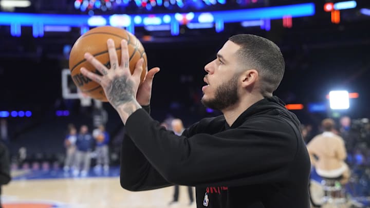 Feb 20, 2025; New York, New York, USA; Chicago Bulls point guard Lonzo Ball (2) warms up prior to the game against the New York Knicks at Madison Square Garden. Mandatory Credit: Gregory Fisher-Imagn Images Feb 20, 2025; New York, New York, USA; Chicago Bulls point guard Lonzo Ball (2) warms up prior to the game against the New York Knicks at Madison Square Garden. Mandatory Credit: Gregory Fisher-Imagn Images