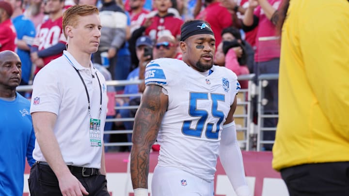 Detroit Lions linebacker Derrick Barnes (55).