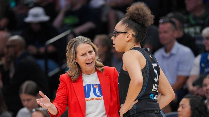 Jul 28, 2026; Minneapolis, Minnesota, USA; Minnesota Lynx head coach Cheryl Reeve talks with guard Olivia Miles (5) during a game against the Toronto Tempo in the second quarter at Target Center. Mandatory Credit: Brad Rempel-Imagn Images Jul 28, 2026; Minneapolis, Minnesota, USA; Minnesota Lynx head coach Cheryl Reeve talks with guard Olivia Miles (5) during a game against the Toronto Tempo in the second quarter at Target Center. Mandatory Credit: Brad Rempel-Imagn Images