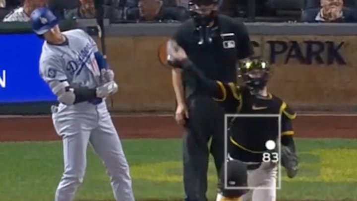 Even though it resulted in a called strike, Ohtani had to take a second to admire the movement on Skenes's sweeper. 